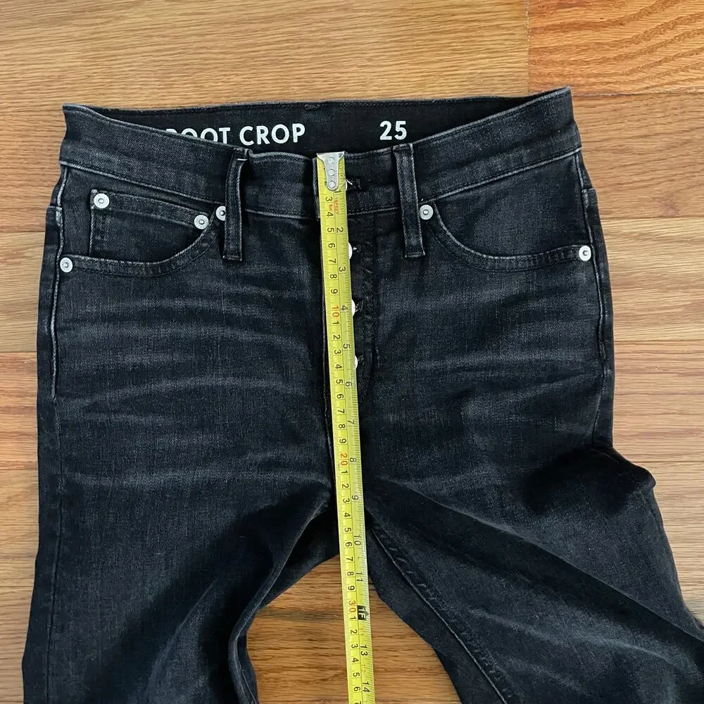 J. Crew Demi Boot Crop Jeans Womens 25 Faded Black Charcoal Raw Hem Kick Flare